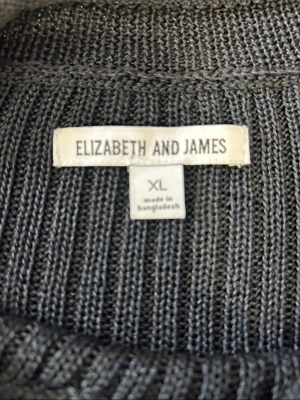 Elizabeth and James black open knit ribbed crewneck sweater size X Large